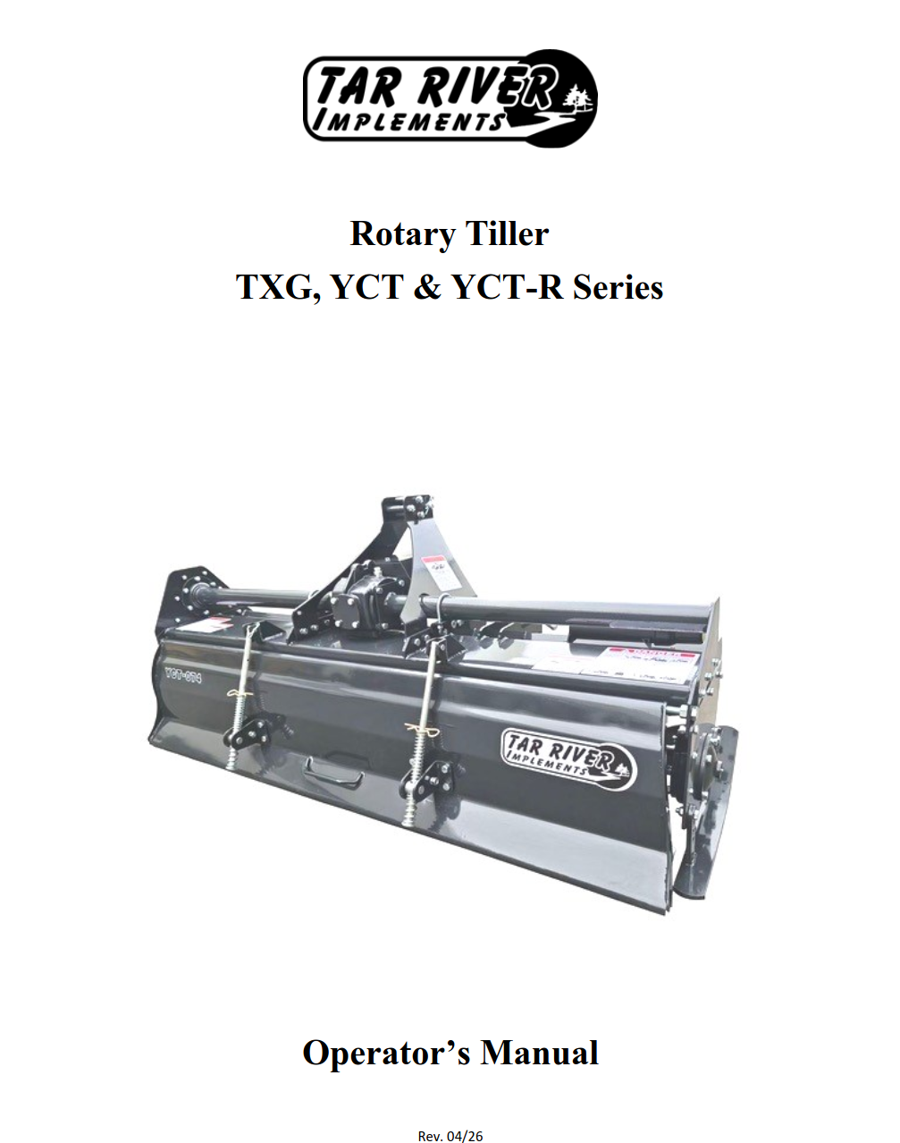 TXG-YCT Rotary Tiller Manual